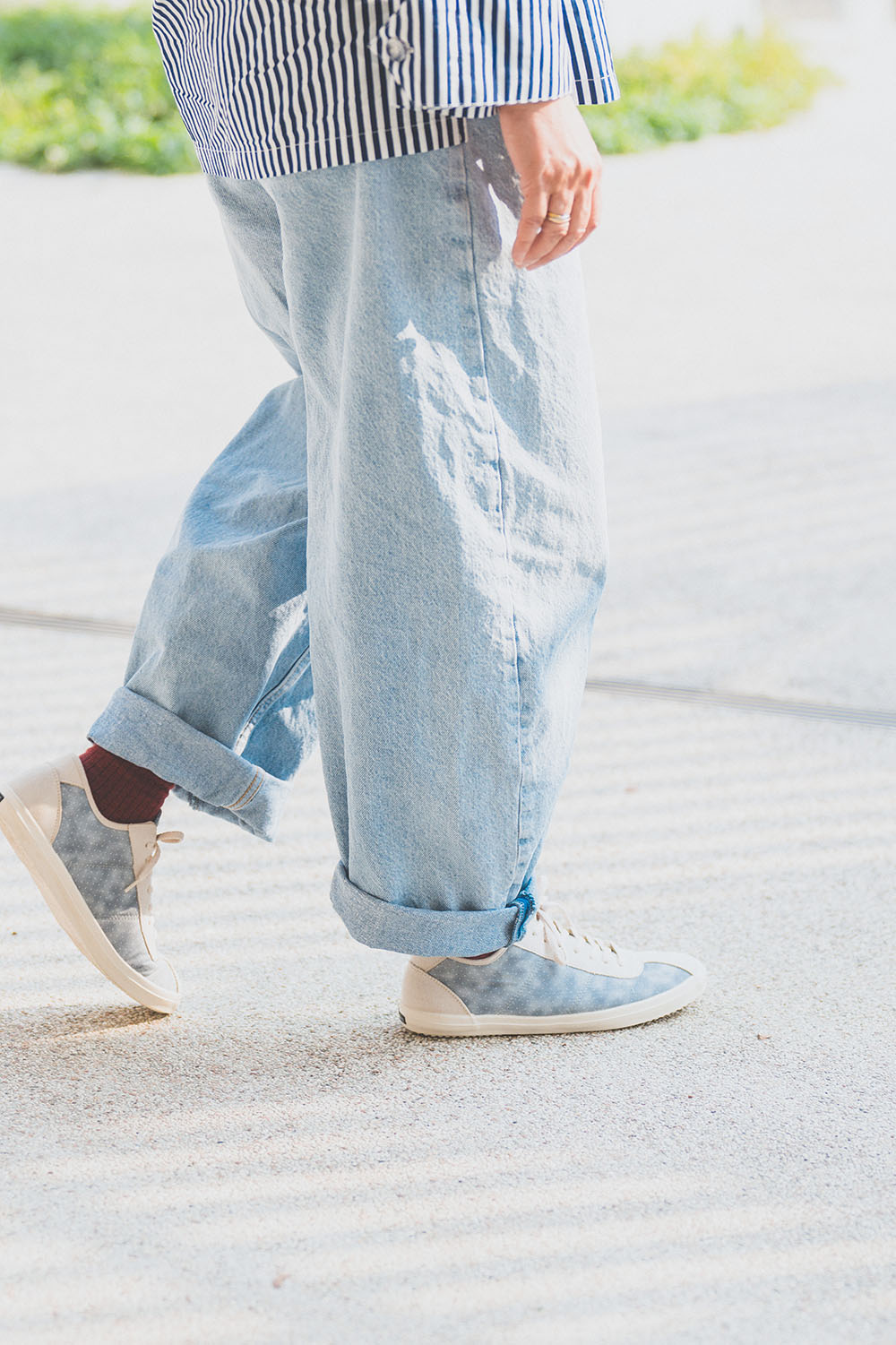 HC1191【京都手作】琉璃藍拼接波鞋