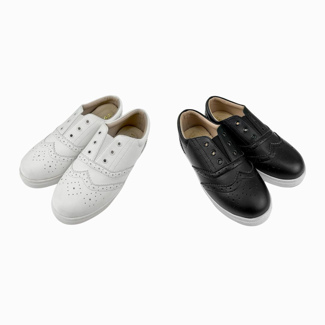 W2230 日系免綁帶牛津雕花懶人鞋【防潑水】