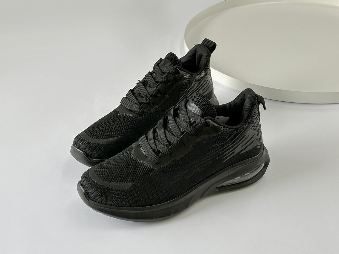 【Salesss!!】W2185 撞色飛織布休閒鞋_全黑