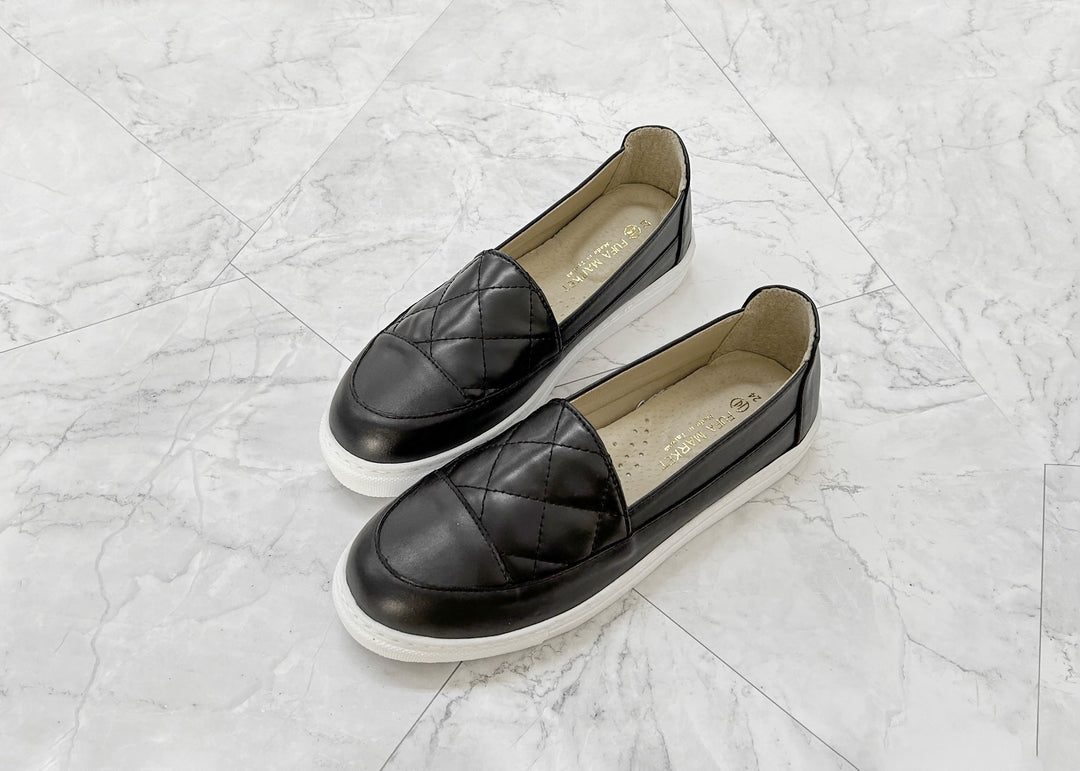 W2171 大菱格紋拼接面懶人鞋(此款版型偏小, 建議選大一碼)-