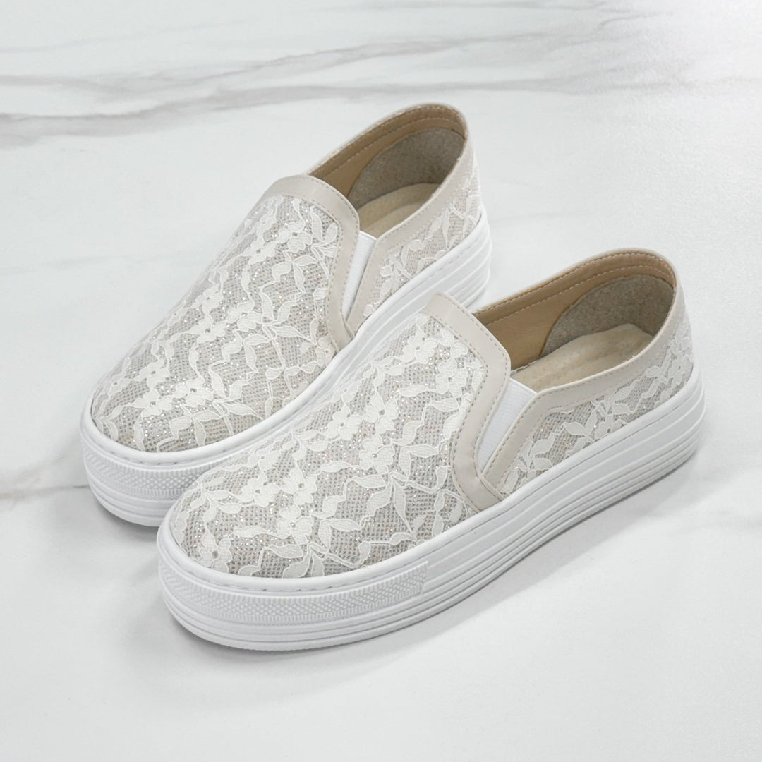 W2217 法式蕾絲厚底懶人鞋