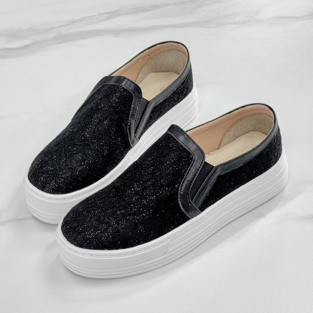 W2217 法式蕾絲厚底懶人鞋