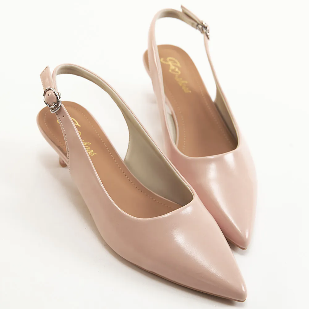 AK1361 法式浪漫尖頭後繞帶踝跟低跟鞋【防潑水】-