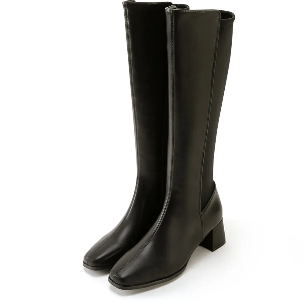 AK1221 彈性萊卡內絨毛拼接長靴(此款版型偏小, 建議選大一碼)