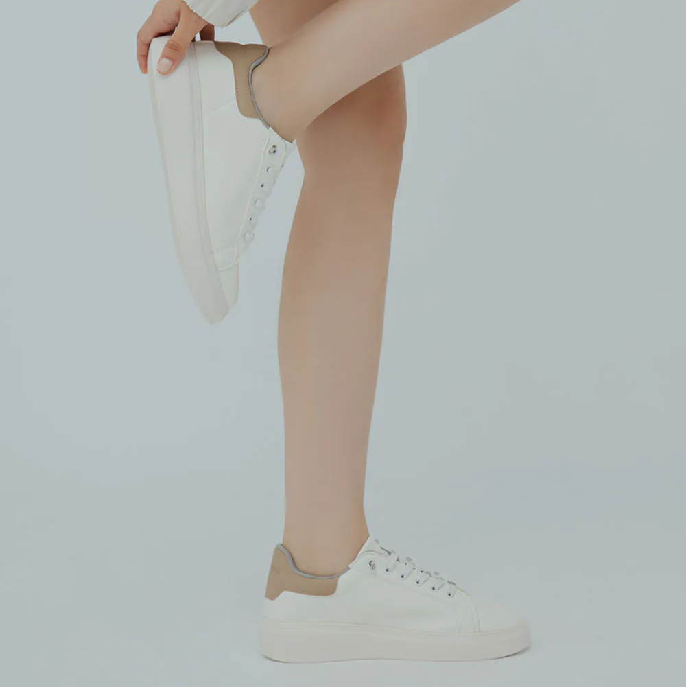 TU1244  超輕軟皮撞色免綁帶小白鞋【防潑水】(此款版型偏小, 建議選大一碼)