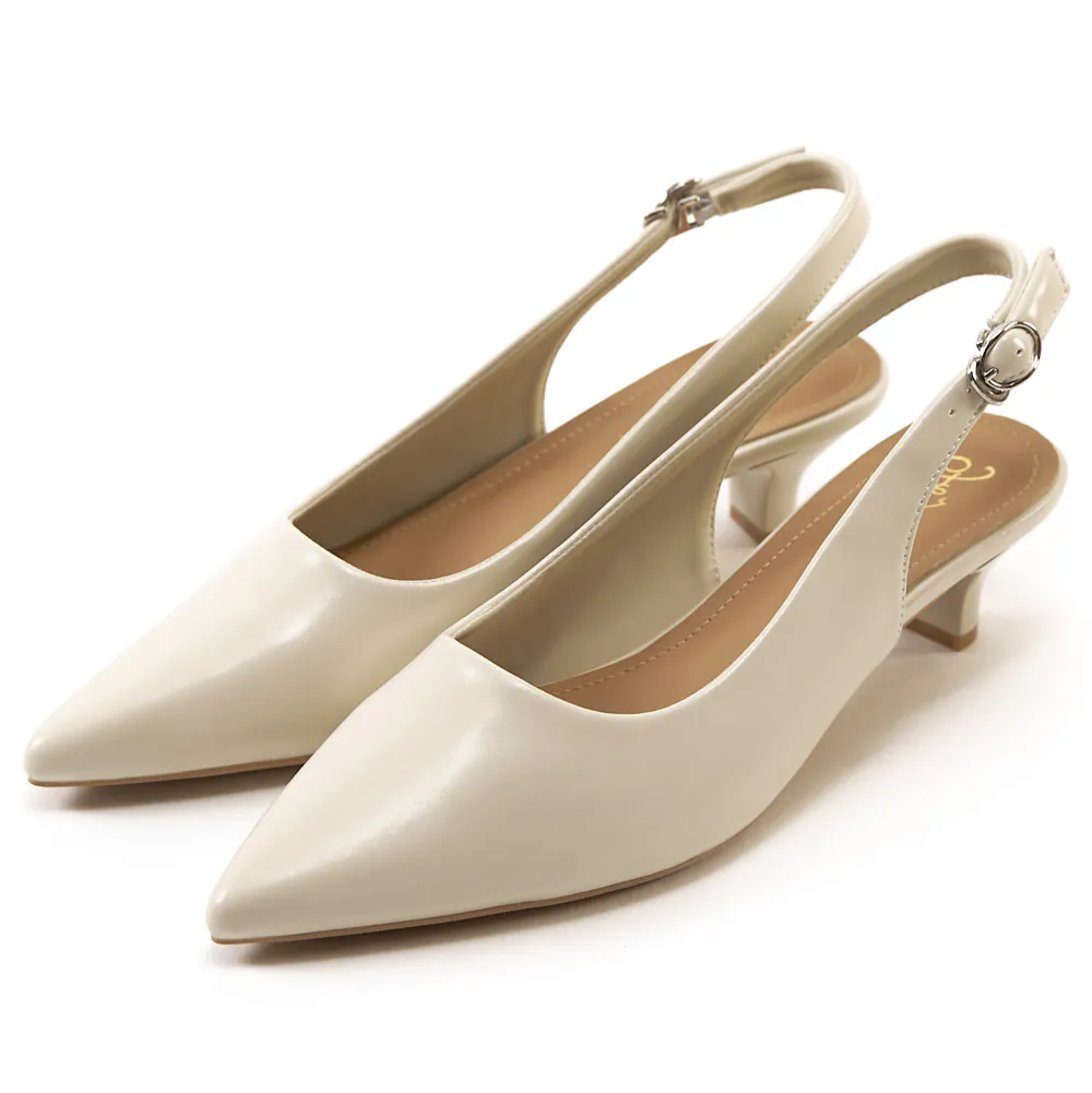 AK1361 法式浪漫尖頭後繞帶踝跟低跟鞋【防潑水】-