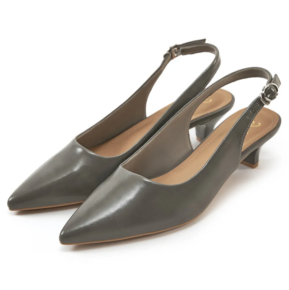 AK1361 法式浪漫尖頭後繞帶踝跟低跟鞋【防潑水】-