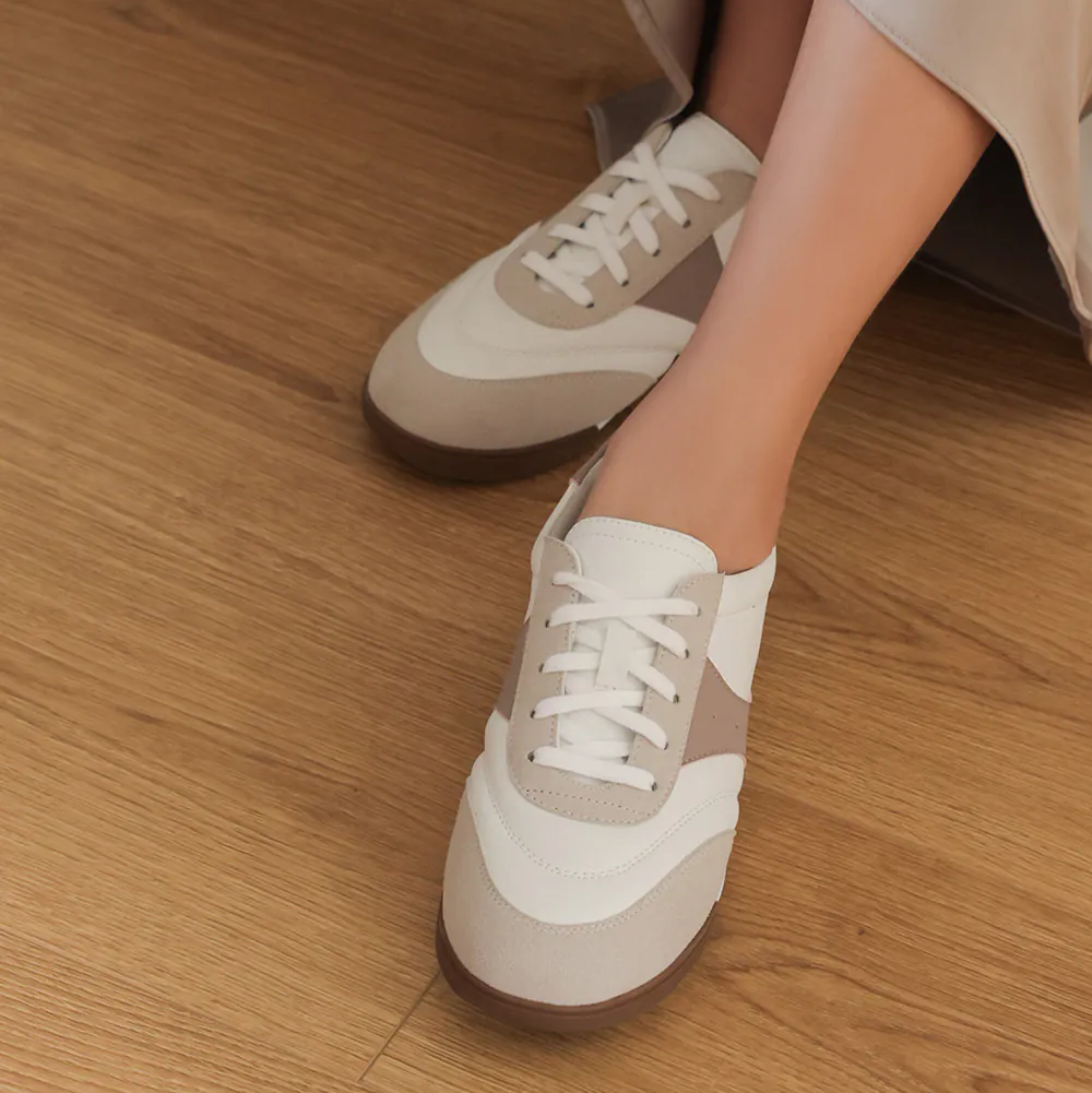 AK1360 撞色超纖皮運動風平底鞋【防潑水】