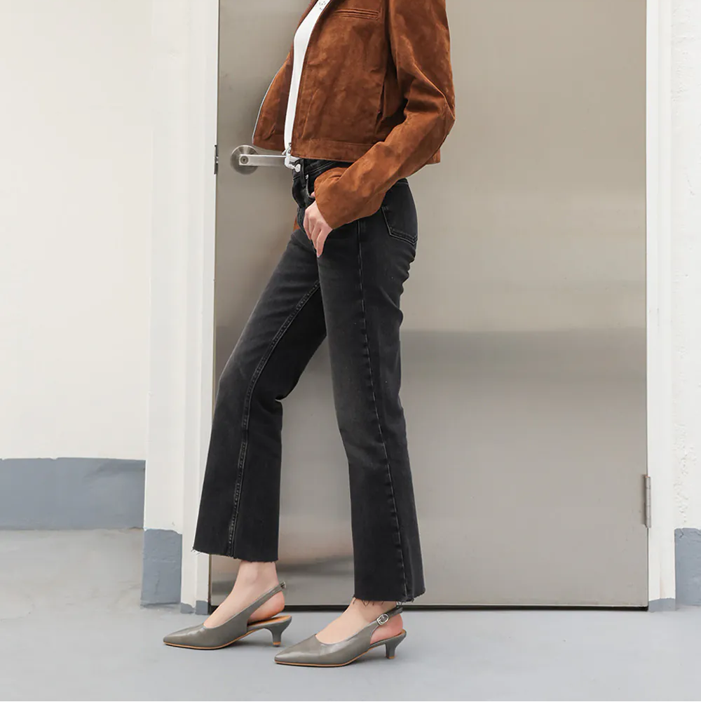 AK1361 法式浪漫尖頭後繞帶踝跟低跟鞋【防潑水】-