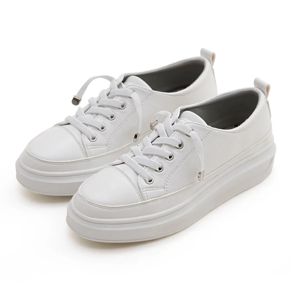 TU1186 拼接免綁帶超纖皮透氣防水小白鞋【防潑水】(版型偏小建議選大一碼)