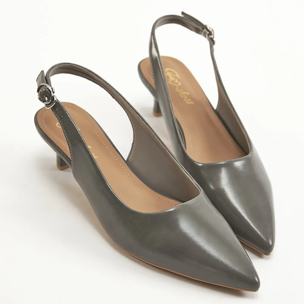 AK1361 法式浪漫尖頭後繞帶踝跟低跟鞋【防潑水】-