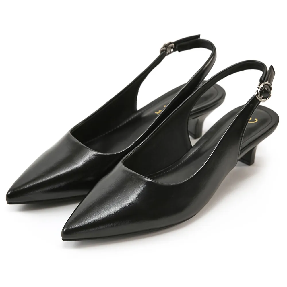 AK1361 法式浪漫尖頭後繞帶踝跟低跟鞋【防潑水】-