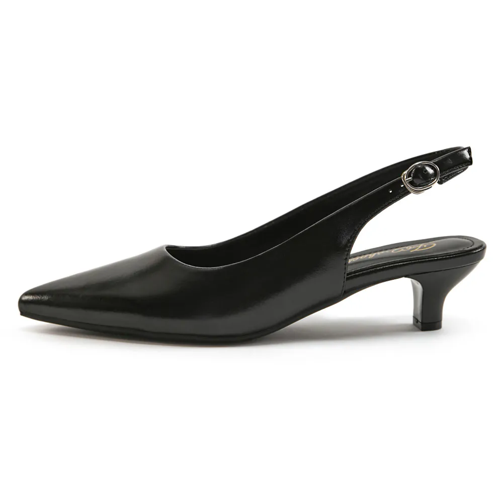 AK1361 法式浪漫尖頭後繞帶踝跟低跟鞋【防潑水】-