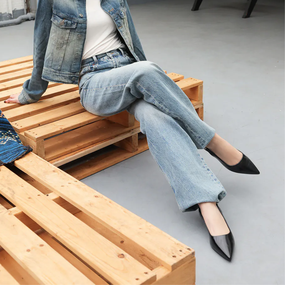 AK1361 法式浪漫尖頭後繞帶踝跟低跟鞋【防潑水】-