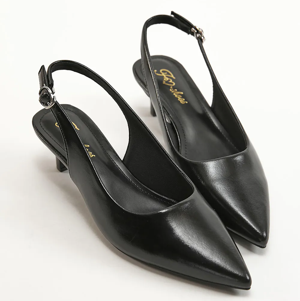 AK1361 法式浪漫尖頭後繞帶踝跟低跟鞋【防潑水】-