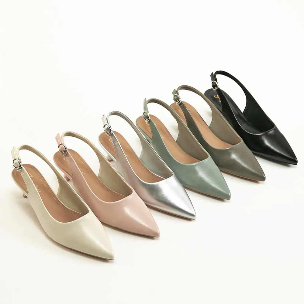 AK1361 法式浪漫尖頭後繞帶踝跟低跟鞋【防潑水】-