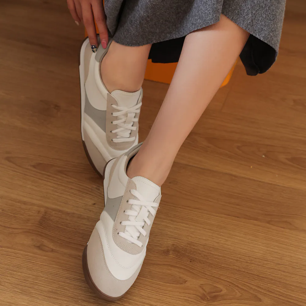 AK1360 撞色超纖皮運動風平底鞋【防潑水】