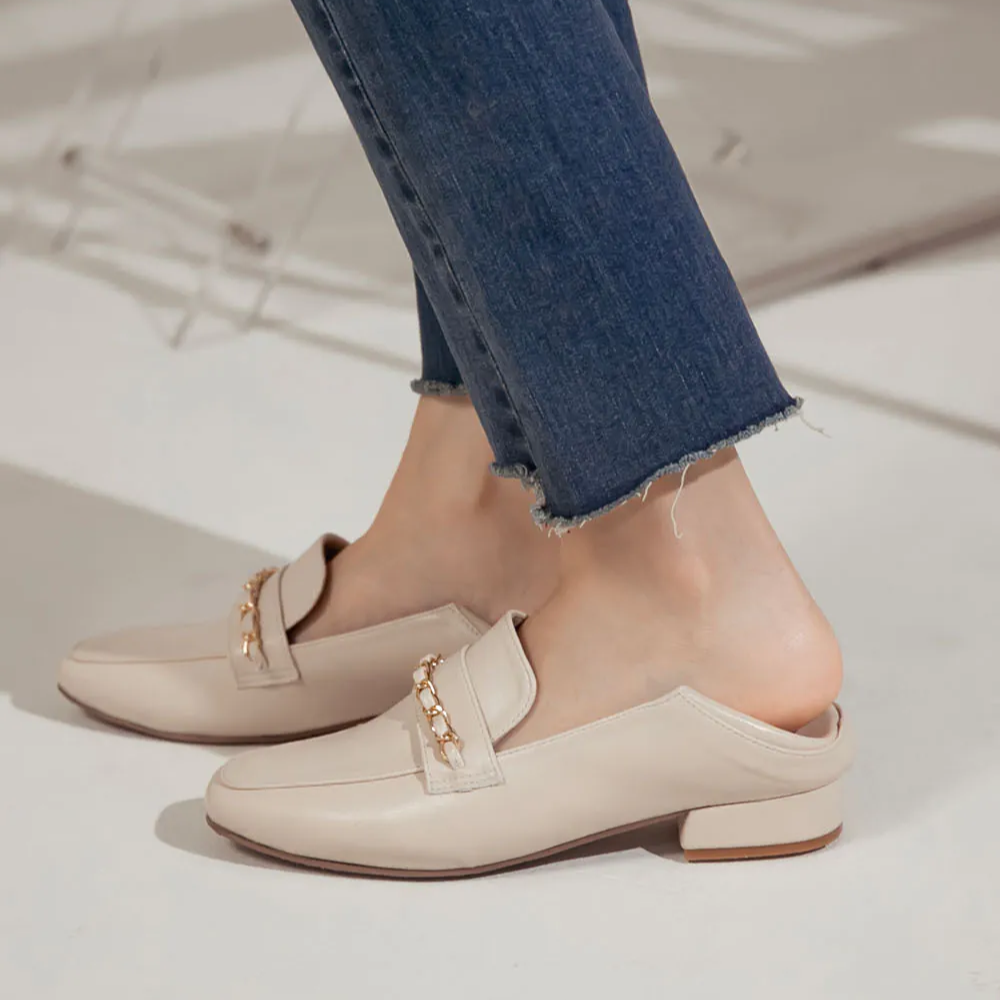 TU1213 超纖皮金屬鏈後踩2WAY樂福鞋【防潑水】-