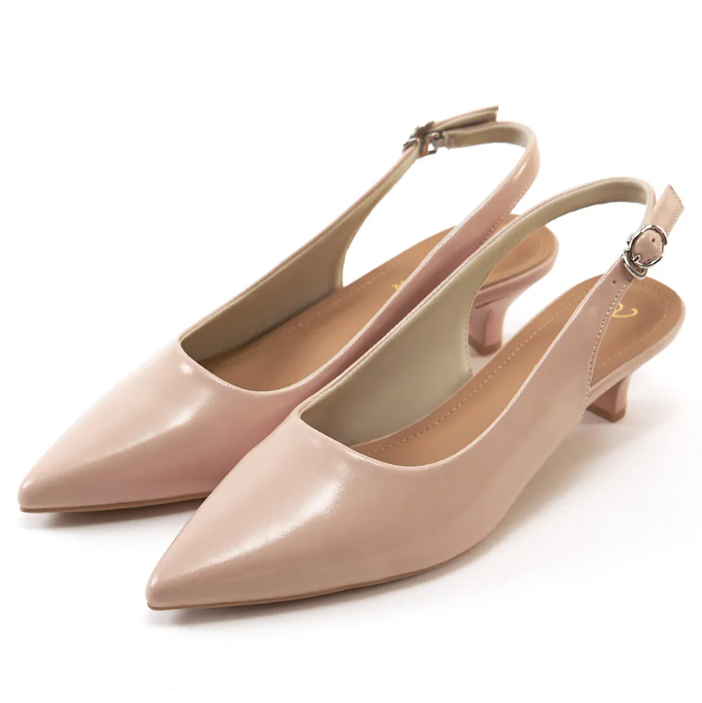 AK1361 法式浪漫尖頭後繞帶踝跟低跟鞋【防潑水】-