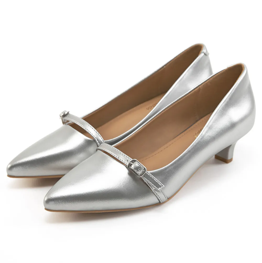 AK1358 一字釦帶尖頭低跟鞋