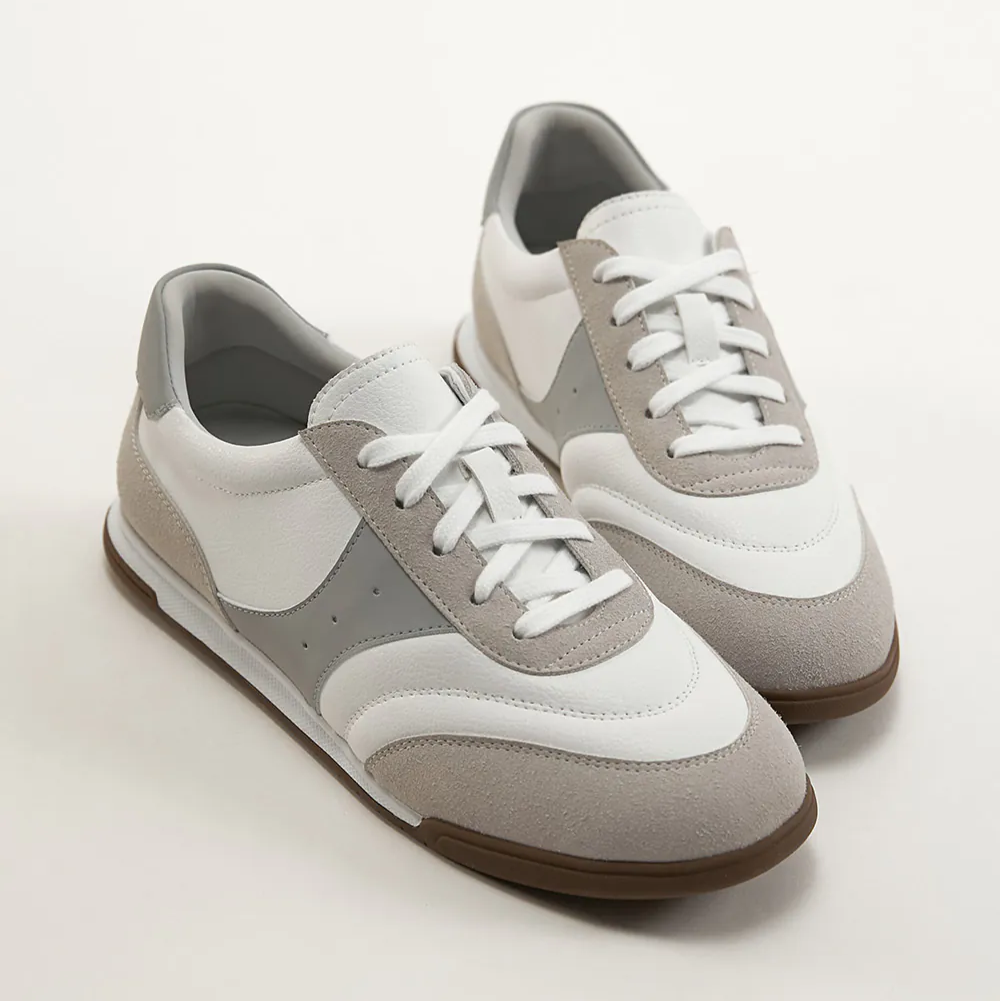 AK1360 撞色超纖皮運動風平底鞋【防潑水】