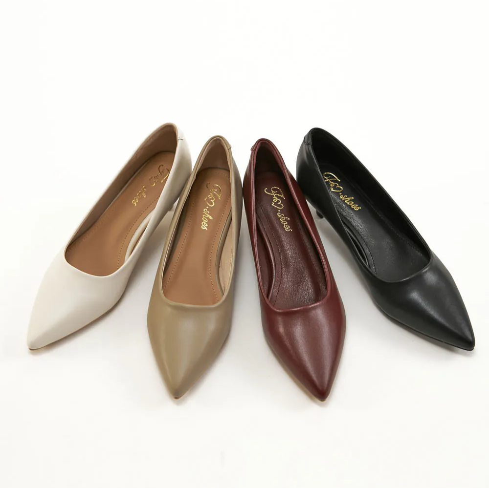 AK1347 復古尖頭軟皮革扁跟鞋【防潑水】