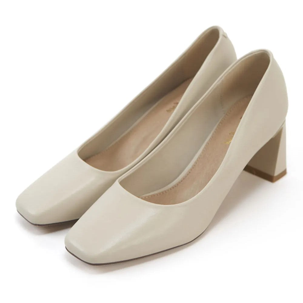 AK1319 微方頭設計感梯形粗跟鞋【防潑水】-