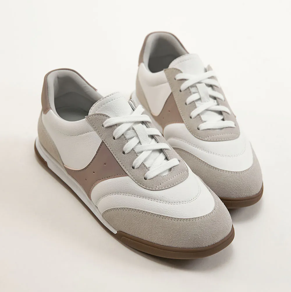 AK1360 撞色超纖皮運動風平底鞋【防潑水】