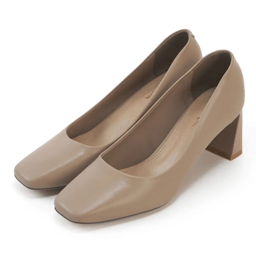 AK1319 微方頭設計感梯形粗跟鞋【防潑水】-