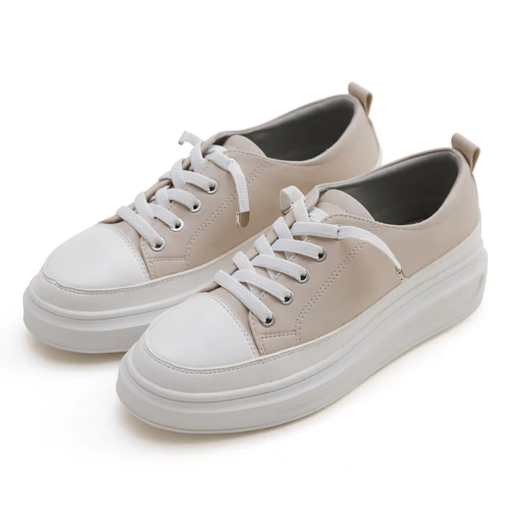 TU1186 拼接免綁帶超纖皮透氣防水小白鞋【防潑水】(版型偏小建議選大一碼)