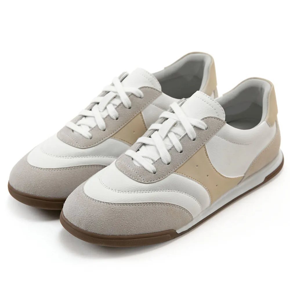 AK1360 撞色超纖皮運動風平底鞋【防潑水】