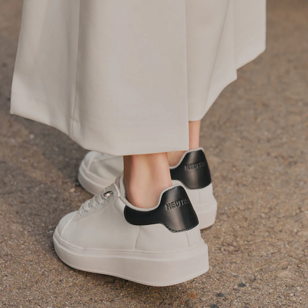 TU1244  超輕軟皮撞色免綁帶小白鞋【防潑水】(此款版型偏小, 建議選大一碼)