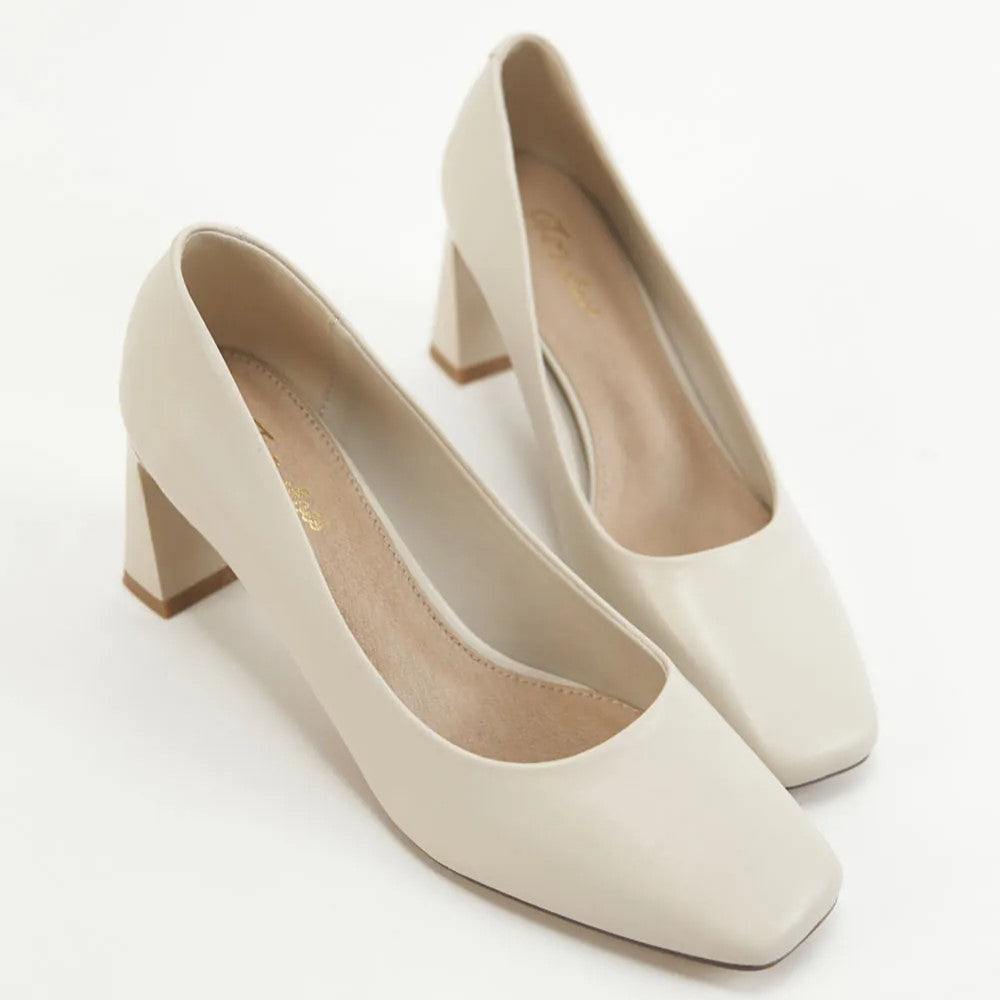 AK1319 微方頭設計感梯形粗跟鞋【防潑水】-