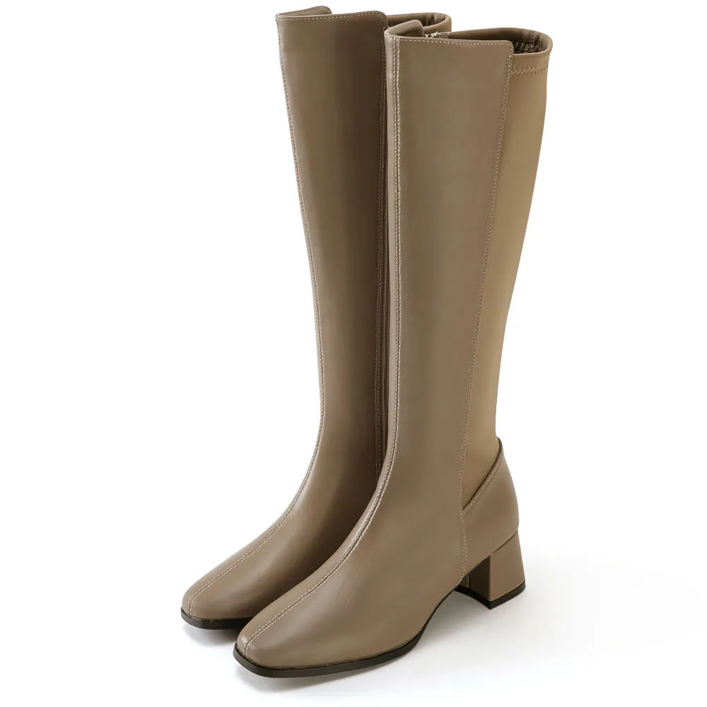 AK1221 彈性萊卡內絨毛拼接長靴(此款版型偏小, 建議選大一碼)