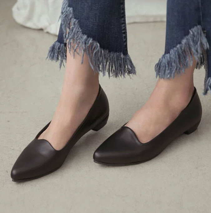 TU1107 微尖低跟超纖皮樂福鞋-