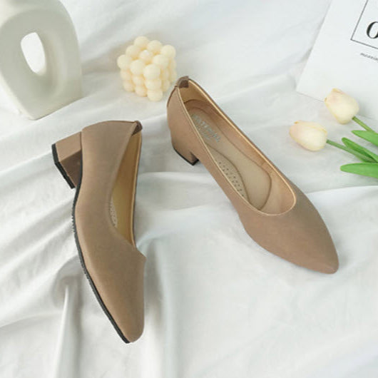 ER1083 素雅氣質尖頭粗跟鞋