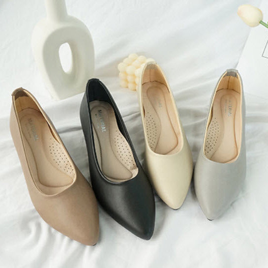 ER1083 素雅氣質尖頭粗跟鞋