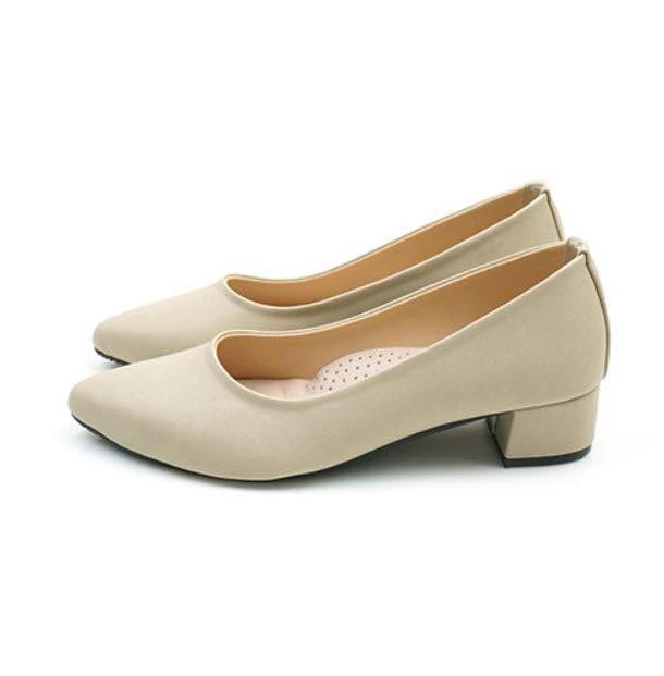 ER1083 素雅氣質尖頭粗跟鞋