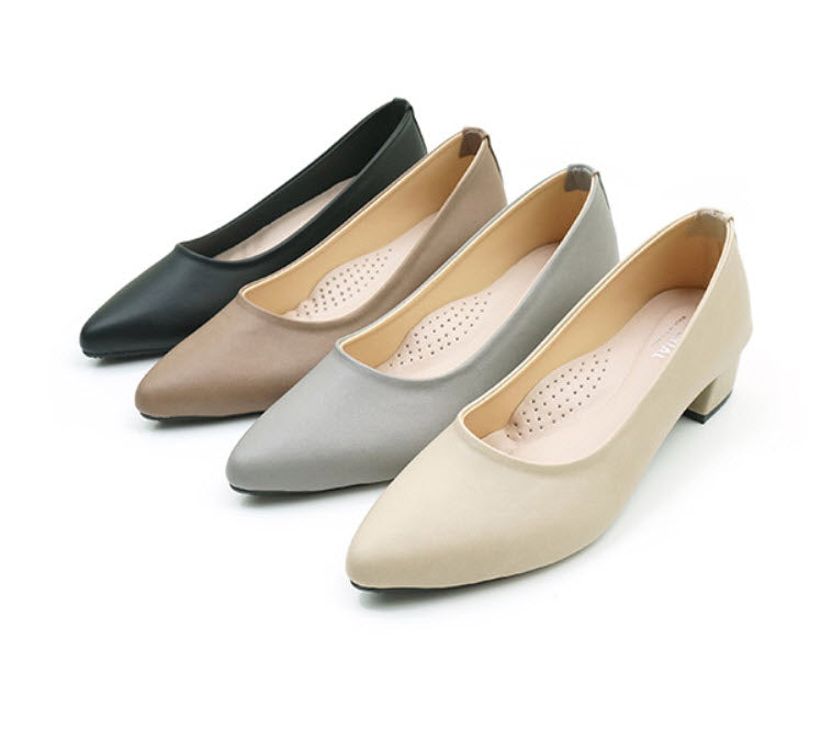 ER1083 素雅氣質尖頭粗跟鞋