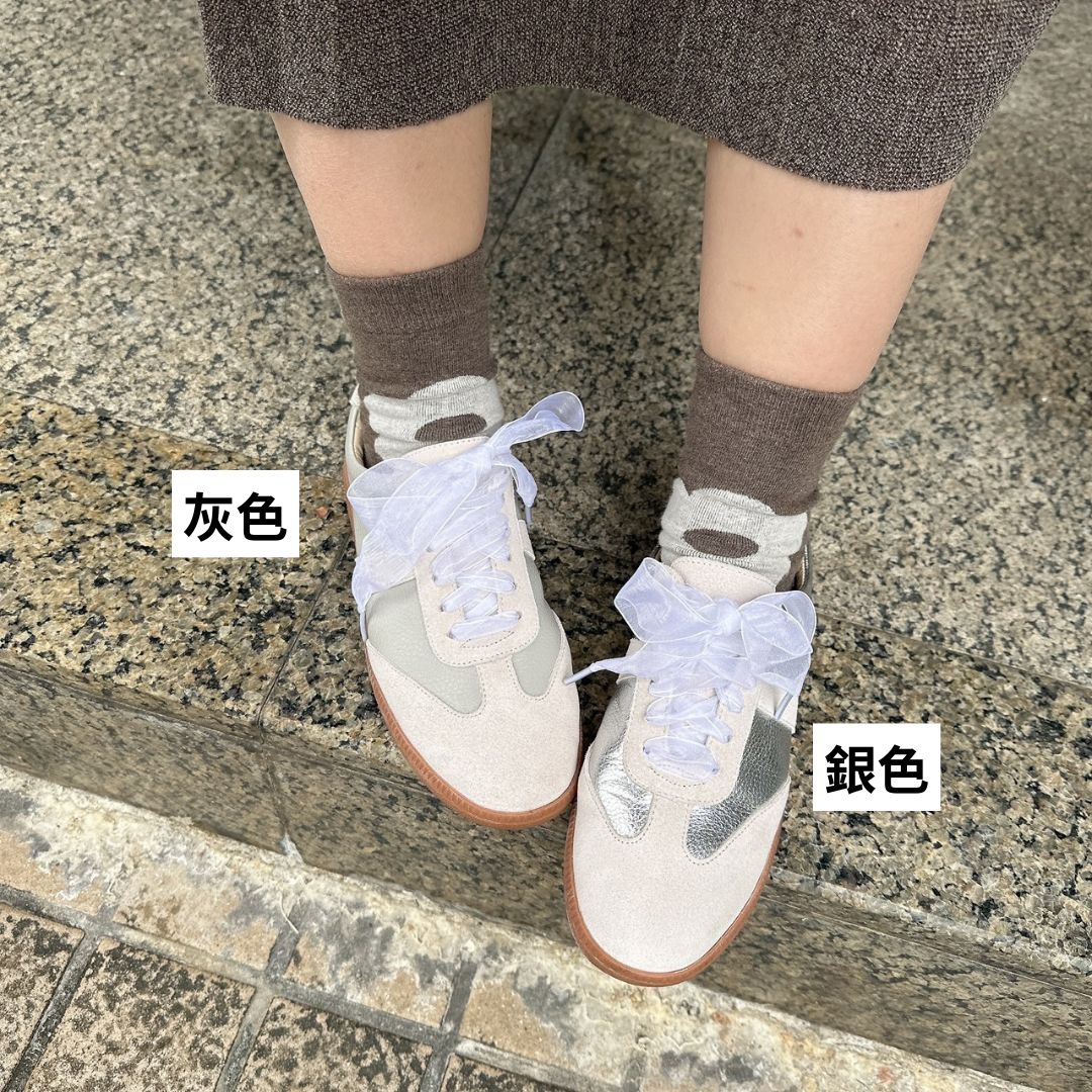 SC1024 防潑水牛皮芭蕾風德訓鞋(另附一般棉質鞋帶)【防潑水】 銀