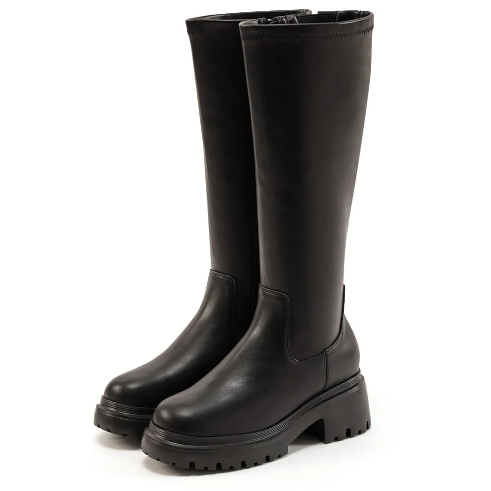 AK1381 激顯瘦輕量厚底長筒靴 (此款版型偏小, 建議選大一碼)【防潑水】