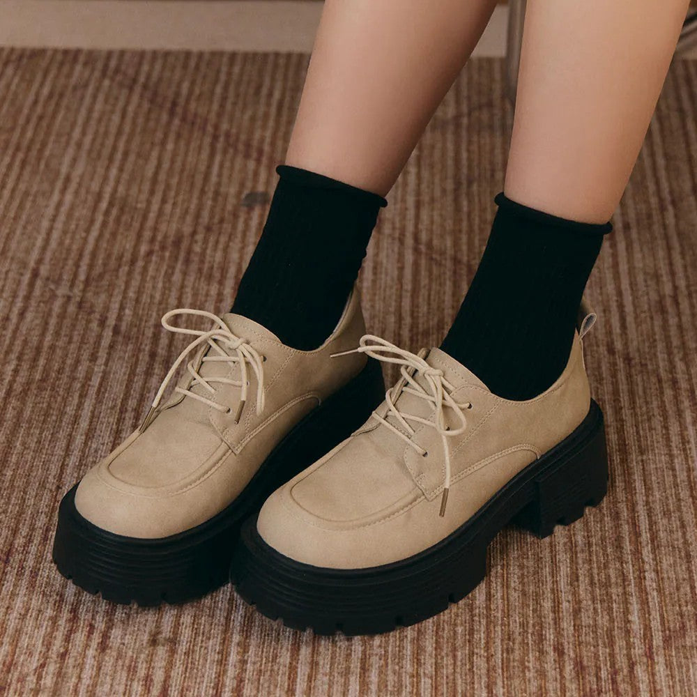 【新品結帳9折 | ~16/3止】AK1386 輕量Q軟學院風綁帶樂福鞋 (此款版型偏細)