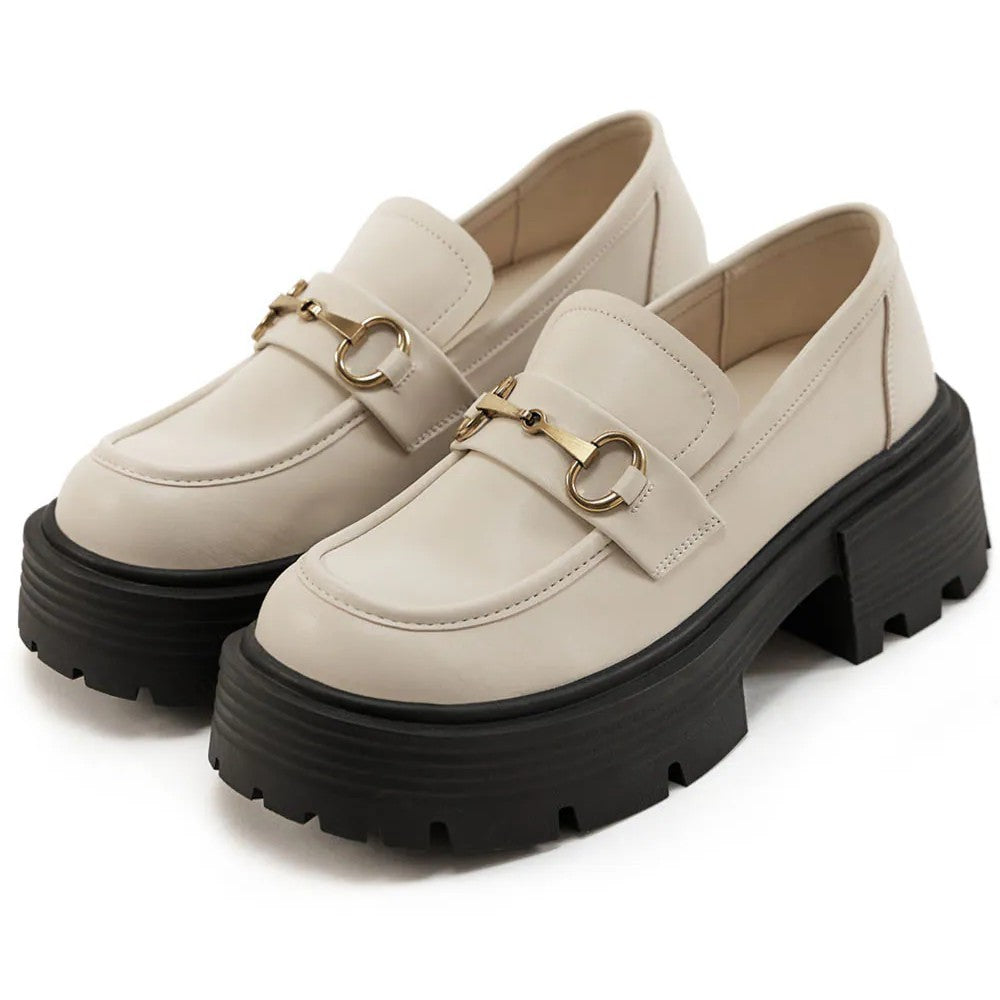 【新品結帳9折 | ~16/3止】AK1385 輕量厚底馬銜扣樂福鞋 (此款版型偏細)