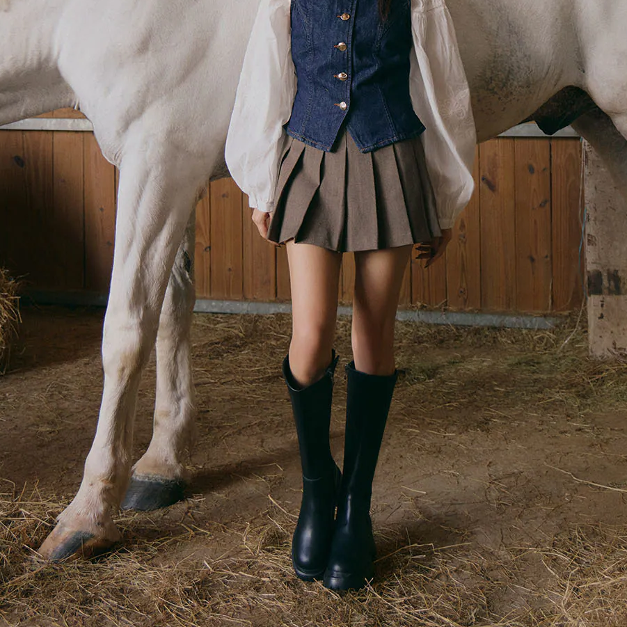 AK1381 激顯瘦輕量厚底長筒靴 (此款版型偏小, 建議選大一碼)【防潑水】