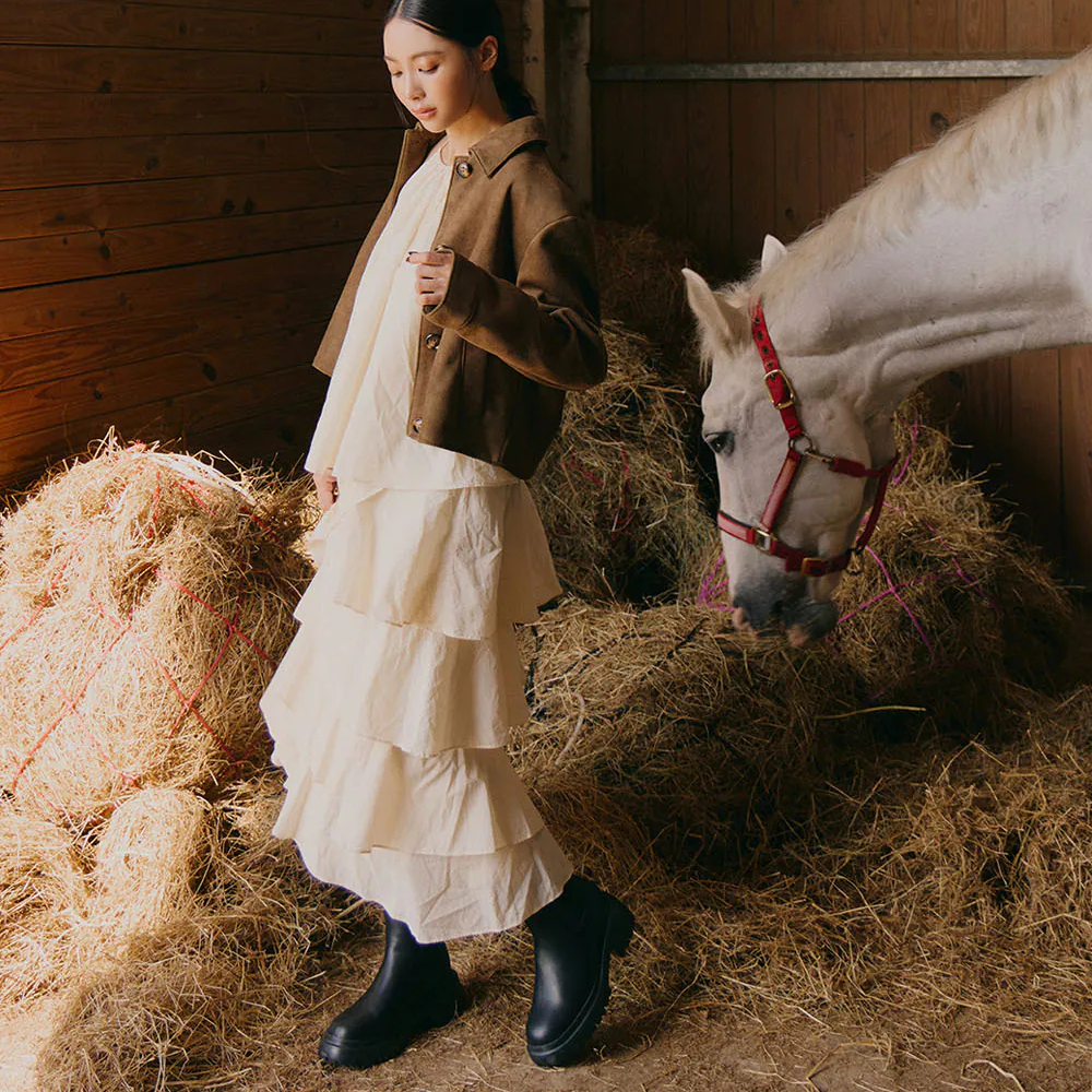 AK1379 超輕量厚底質感切爾西短靴【防潑水】