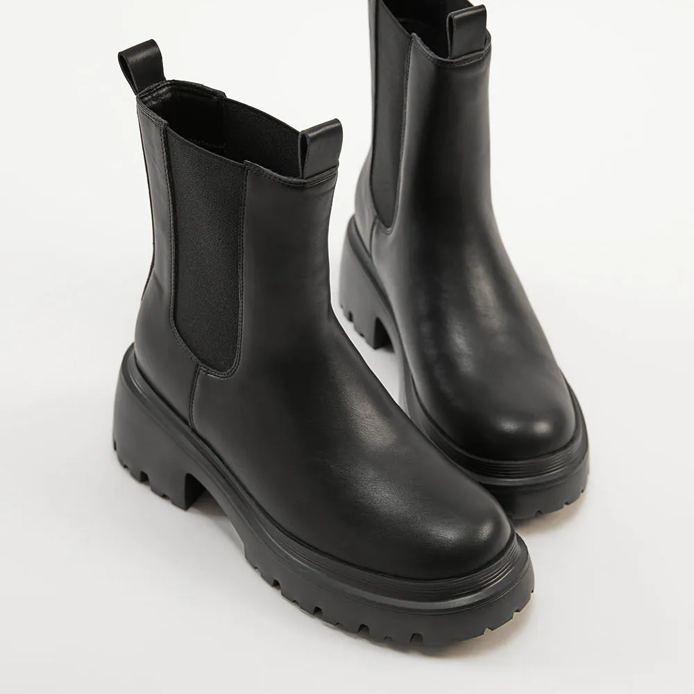 AK1379 超輕量厚底質感切爾西短靴【防潑水】