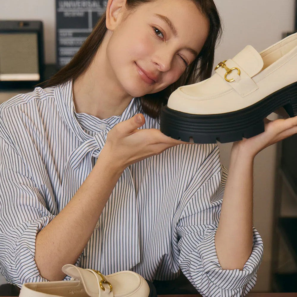 【新品結帳9折 | ~16/3止】AK1385 輕量厚底馬銜扣樂福鞋 (此款版型偏細)