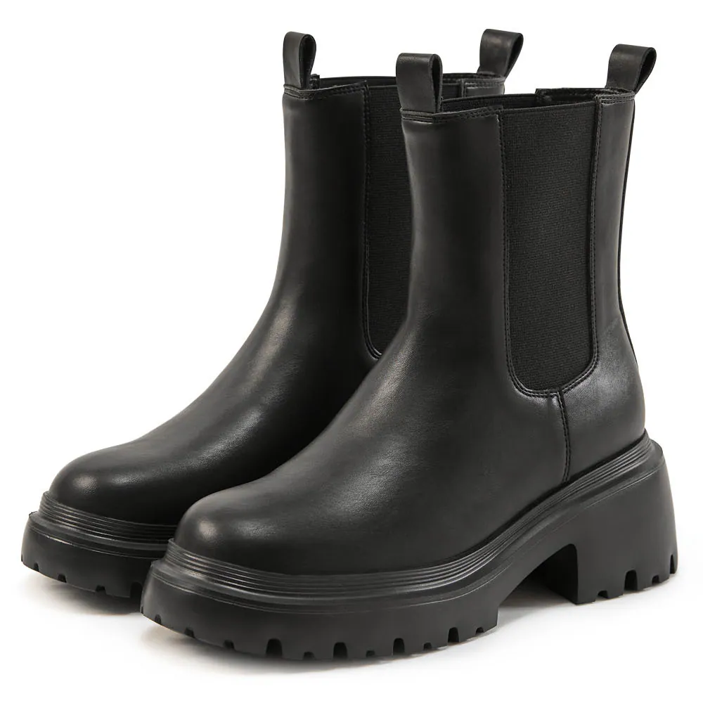 AK1379 超輕量厚底質感切爾西短靴【防潑水】