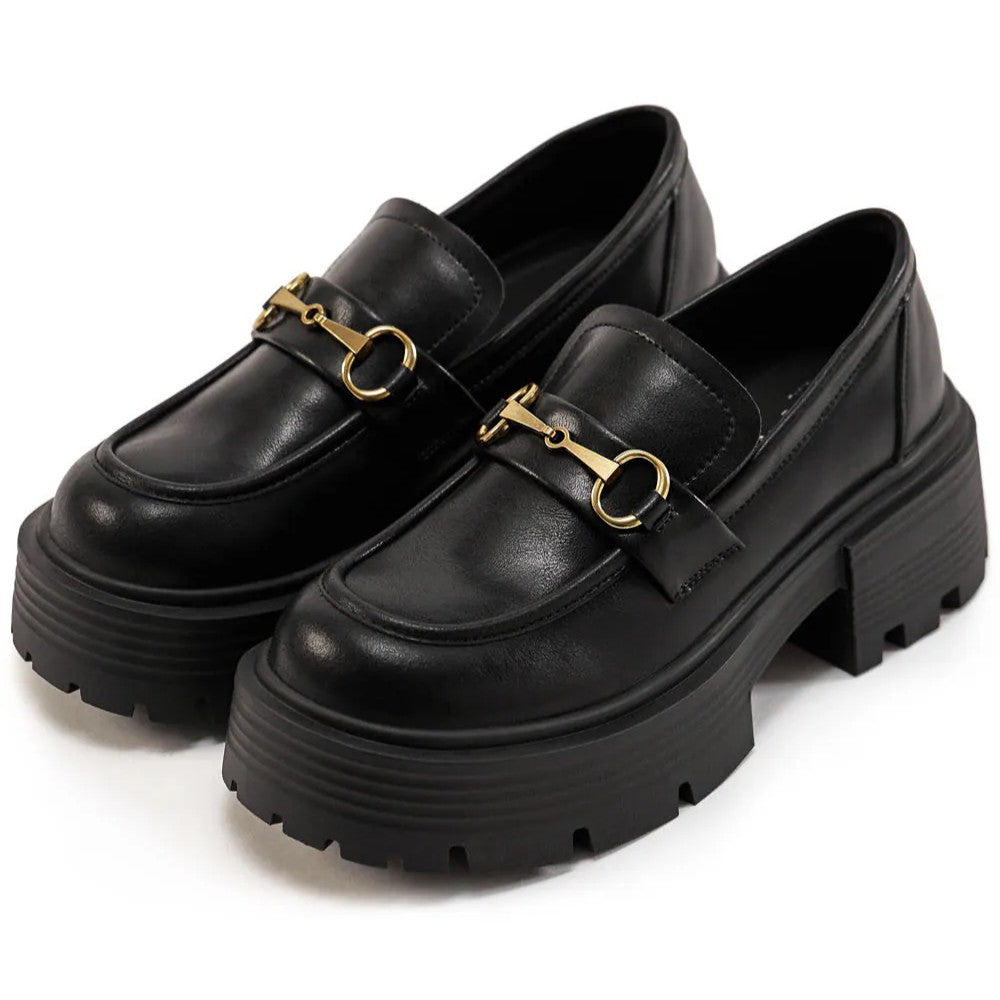 【新品結帳9折 | ~16/3止】AK1385 輕量厚底馬銜扣樂福鞋 (此款版型偏細)