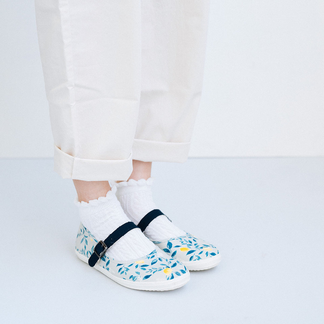 HC1194【京都手作】盛放檸檬之花瑪莉珍花布鞋【日本製限量布】